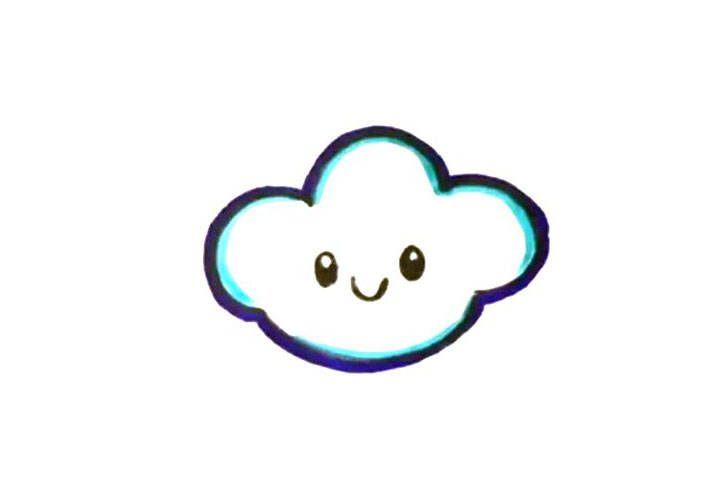 步骤3：用浅一点的蓝色画出里面的边。