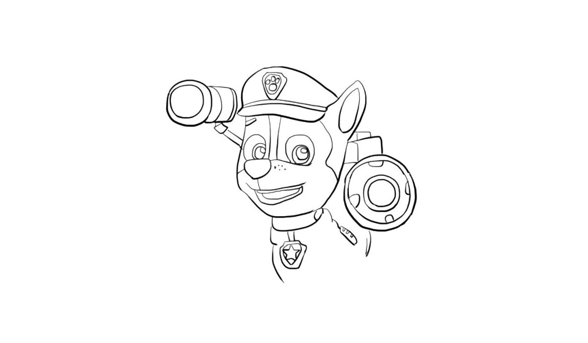 步骤9：画出阿奇的衣服和衣服上的徽章。