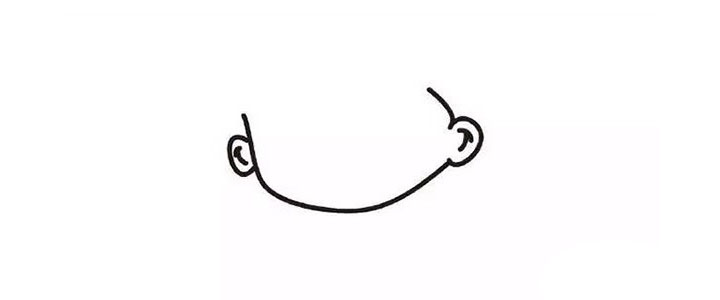 步骤1：画出脸部和耳朵的轮廓。