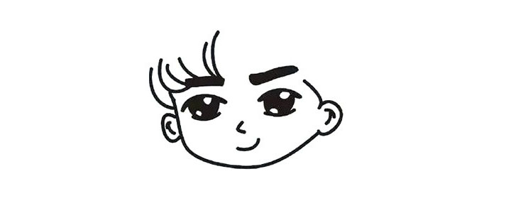 步骤4：画出左边的刘海。