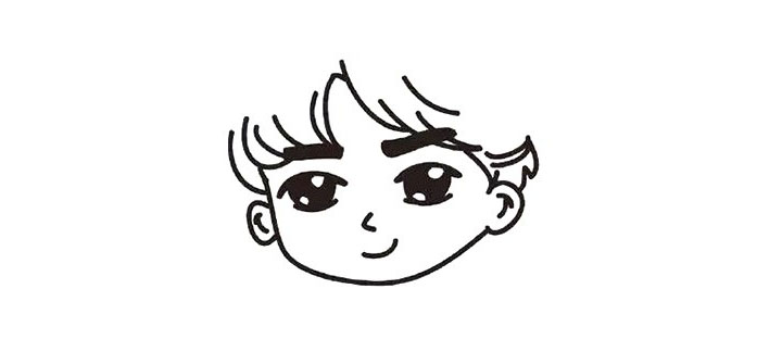 步骤5：接着画右边的刘海部分。