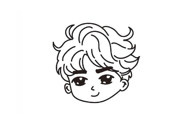 步骤7：用弧线勾画出头发的细节。