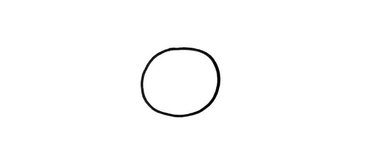 步骤1：小猪先从头部画起，用一个大大的圆形画出头部的轮廓。