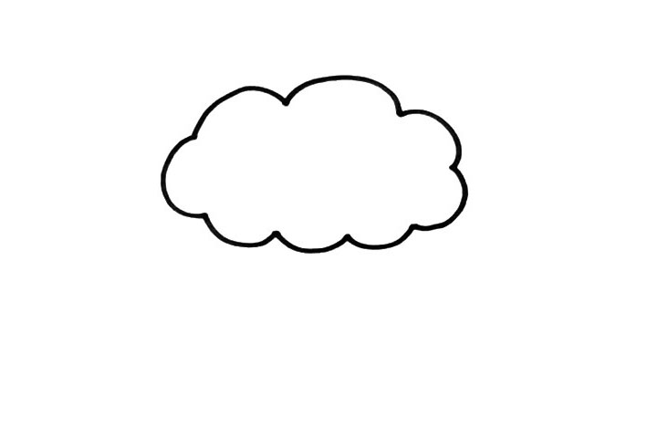 步骤1：我们先要使用连续的弧线的技巧，来画出果树的树冠，像不像一片云呢。