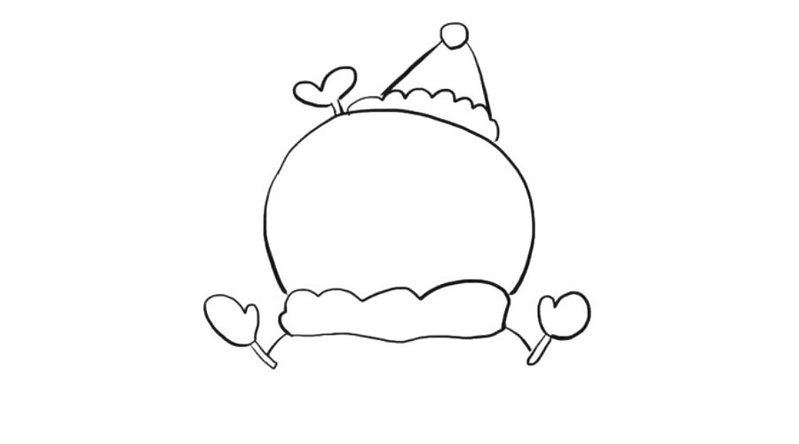 步骤4：画出雪人的双手。