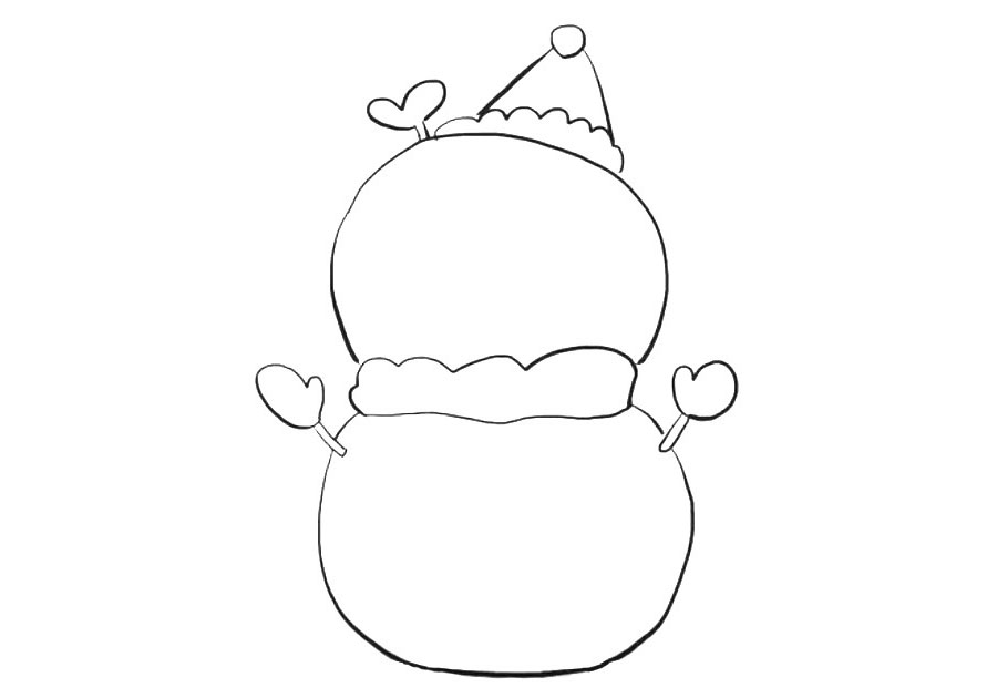 步骤5：然后画出雪人圆圆的身体。