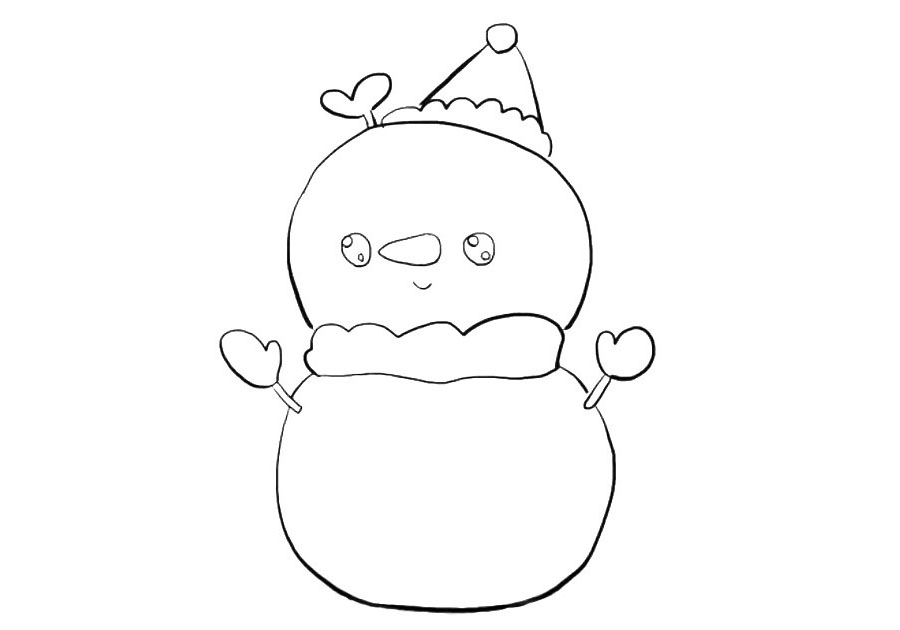 步骤6：接着画雪人的眼睛鼻子和嘴巴。