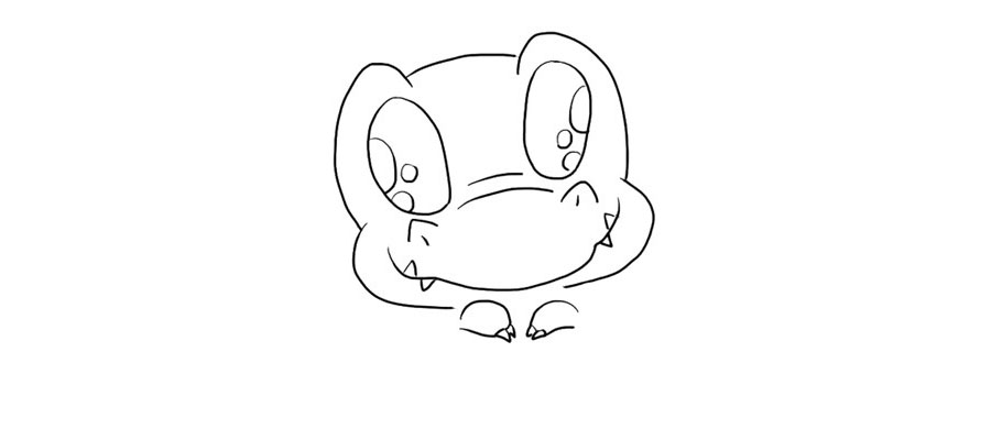 步骤4：然后画小恐龙的前爪。