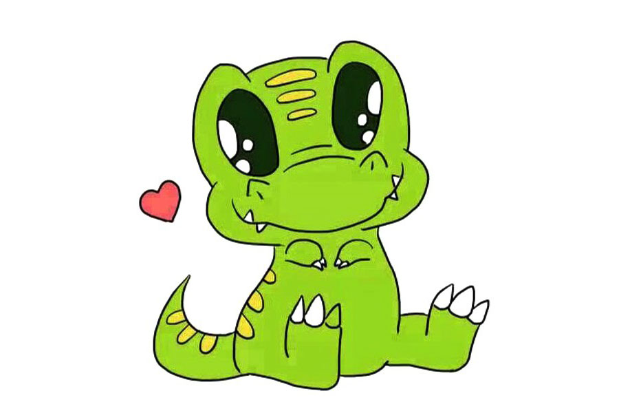 可爱小恐龙简笔画画法步骤