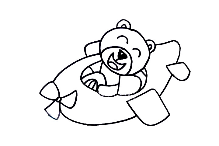 坐飞机的小熊简笔画画法步骤