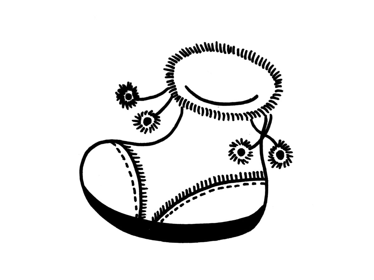 一组萌系小鞋子黑白简笔画-图9