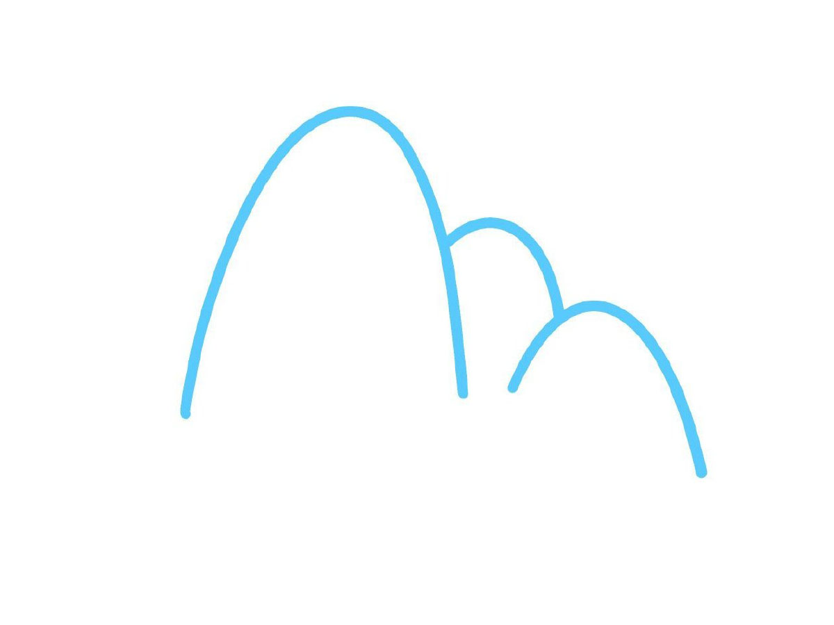 步骤1：画出山的轮廓。