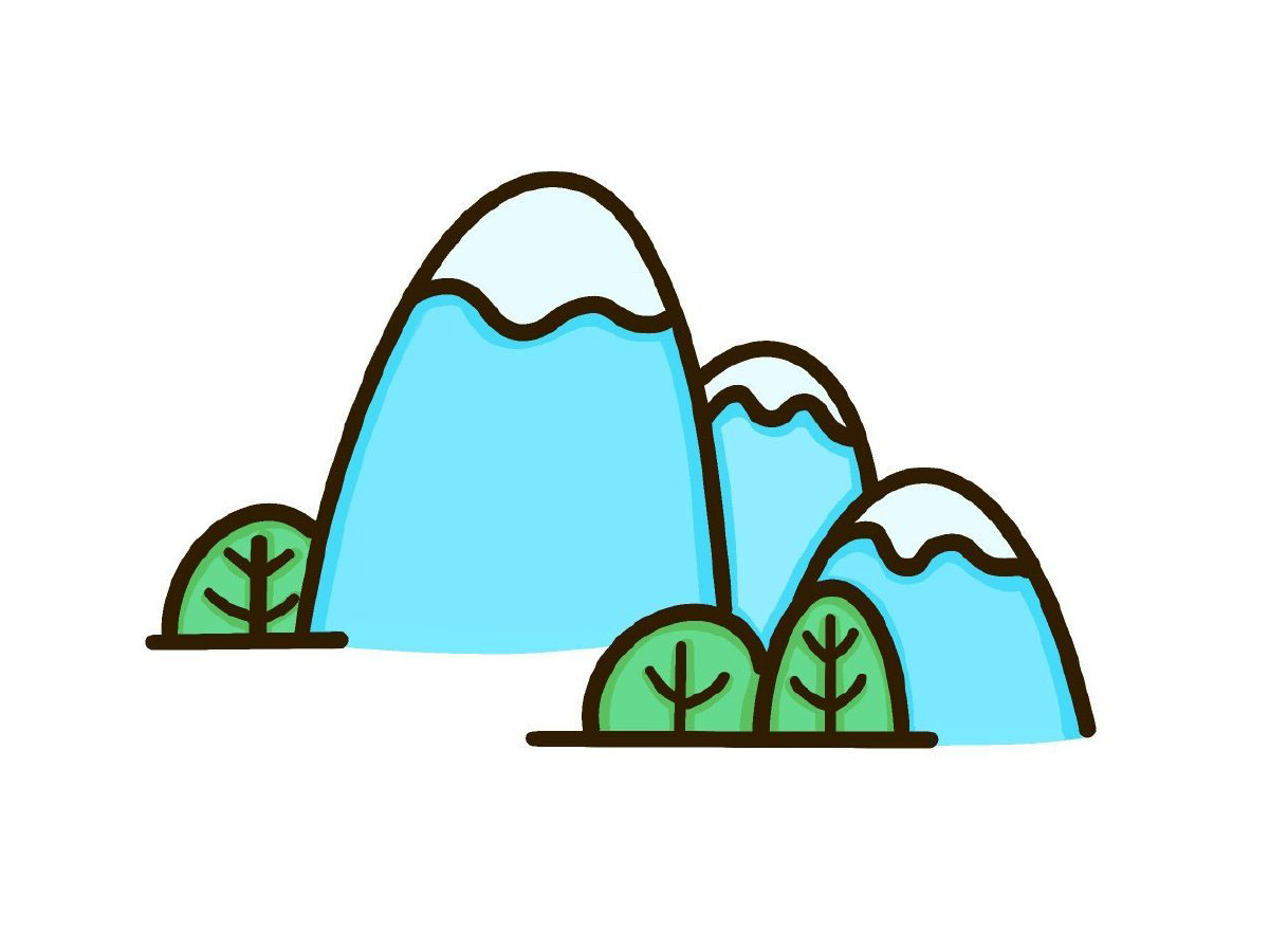 雪山简笔画画法步骤