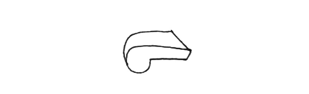 步骤3：接着向上画出斜线再连接形成厚度。