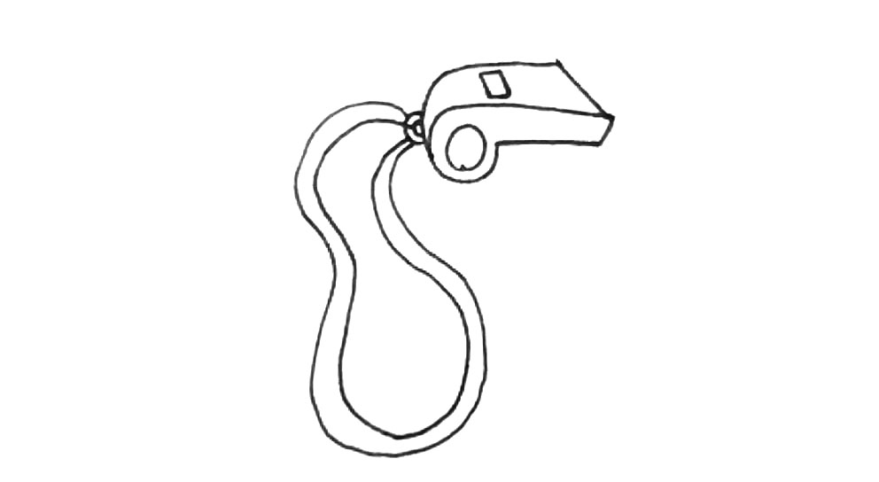 步骤5：接着画上两条弧线作为带子。