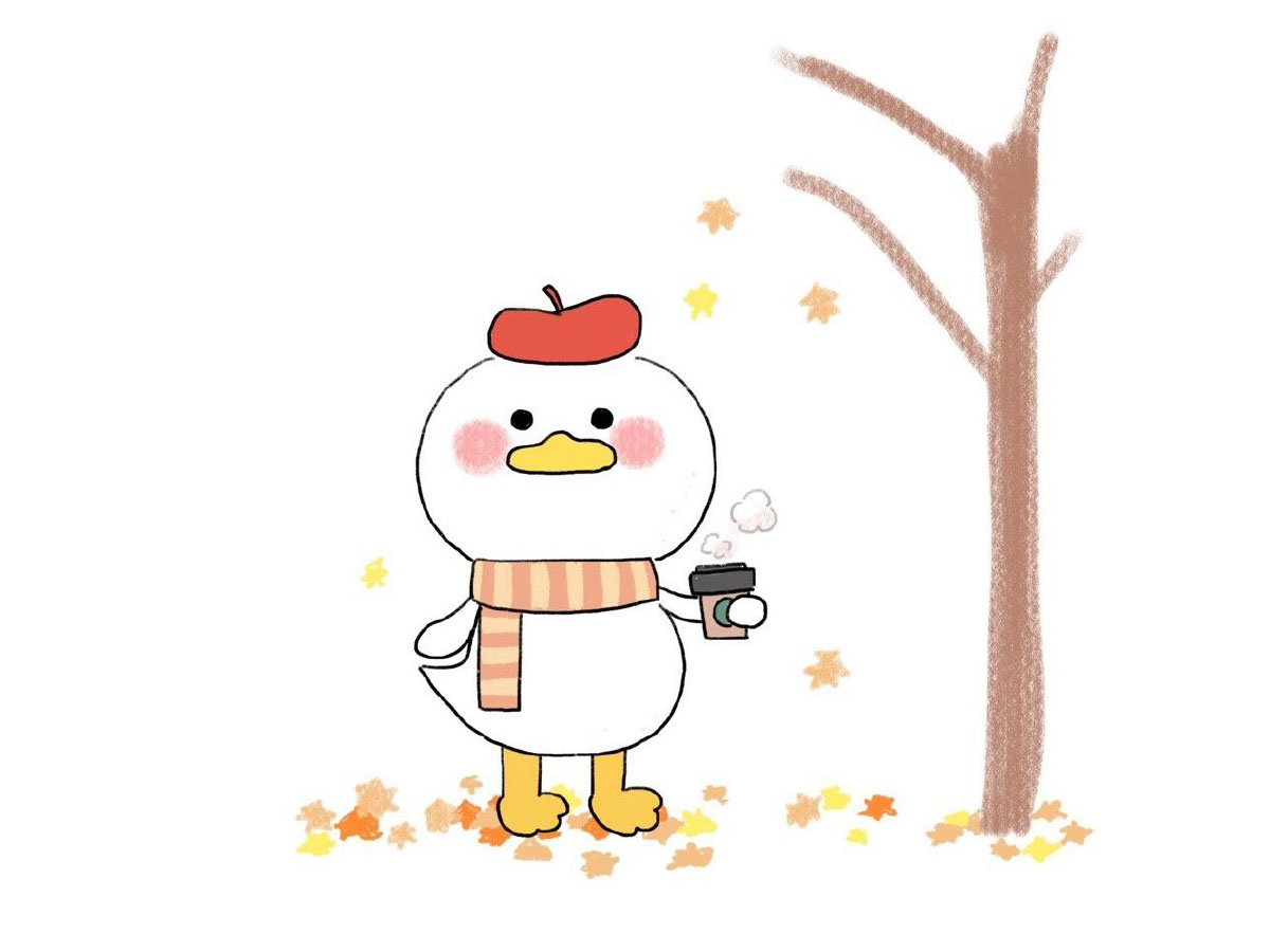 秋天暖暖的小鸭简笔画画法步骤