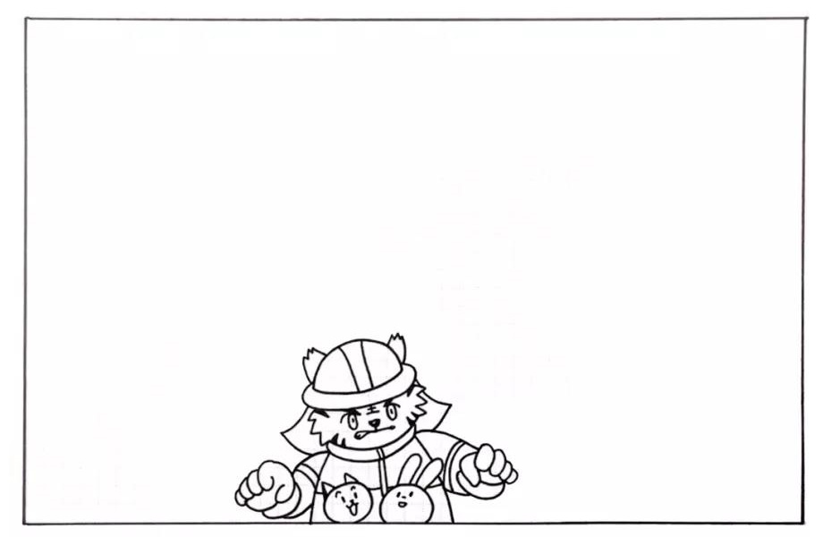 步骤3：画完穿着消防装的老虎。