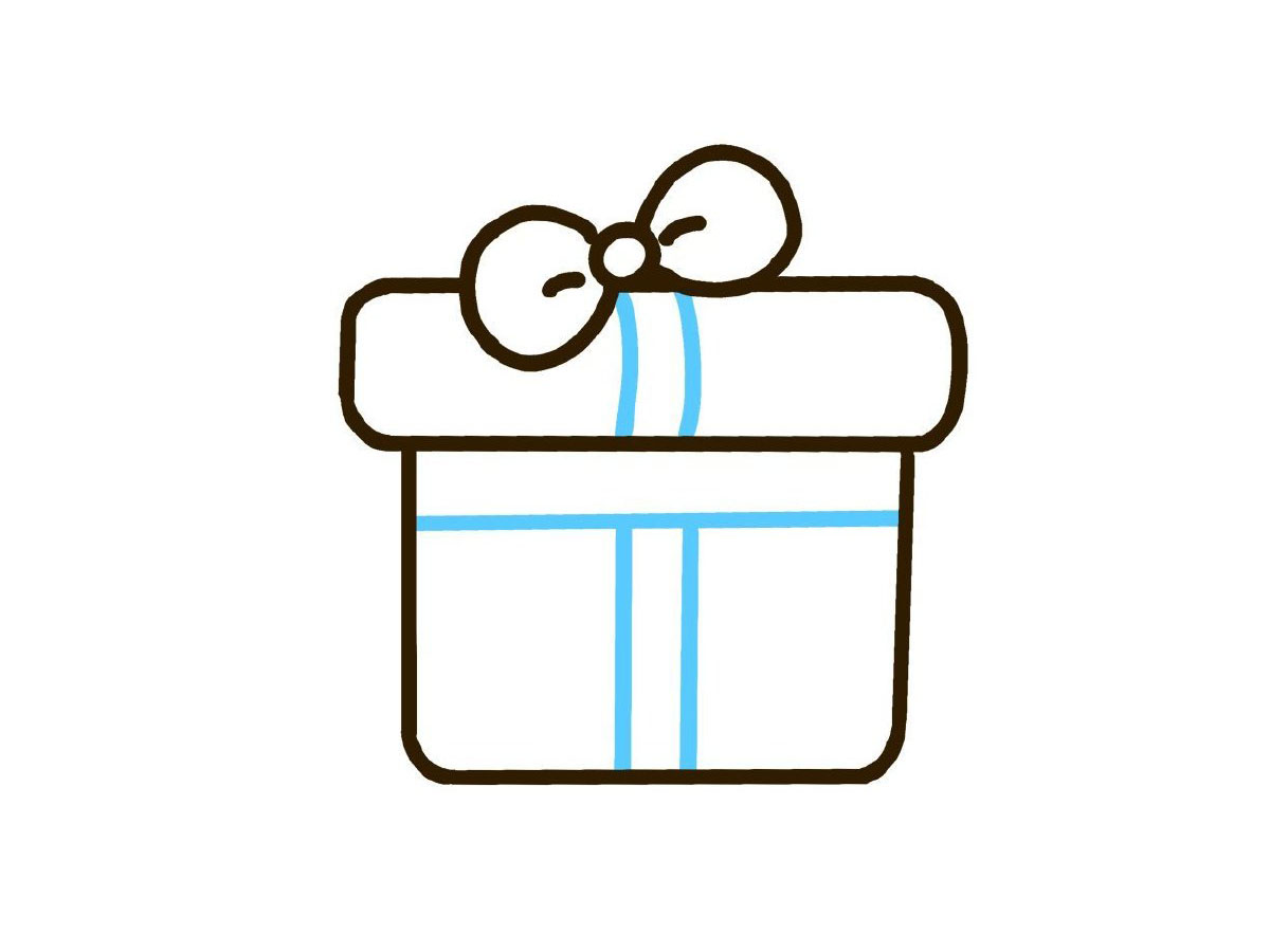 步骤5：画礼盒上的丝带。