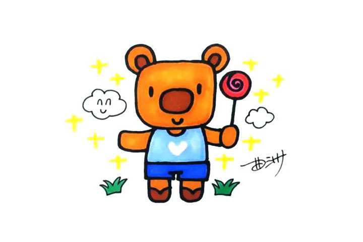 可爱的小熊简笔画画法步骤