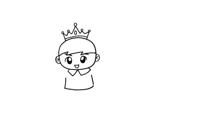 步骤2：画好皇冠之后，我们就开始画出他的身体。