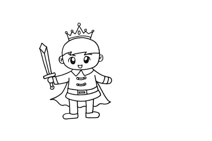 步骤3：宝剑、披风、皇冠都体现出了王子的特征，是不是非常帅气呢。