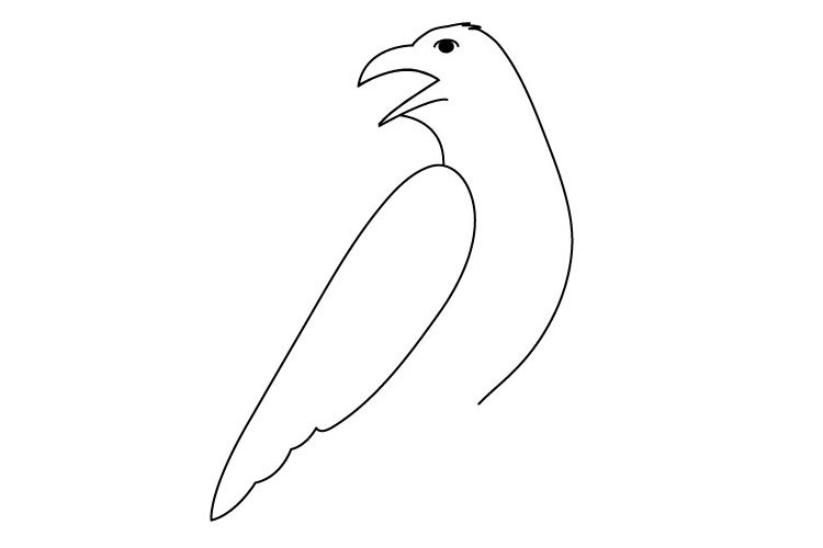 步骤4：画上它的一只翅膀。