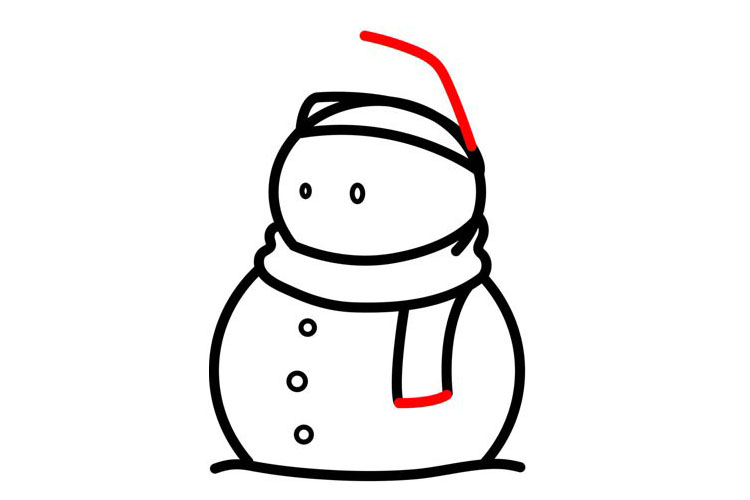 步骤9：在头上为他画上帽子的高度线条。