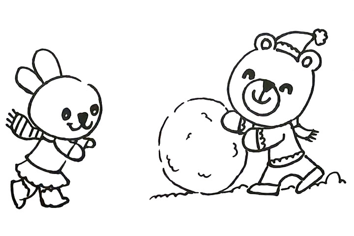 步骤11：给小兔子画上围巾。