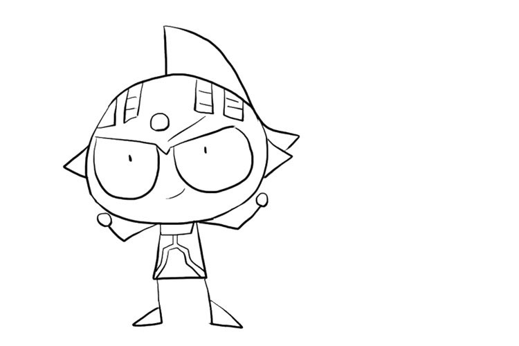 步骤4：简单画出泰罗奥特曼的手和脚。