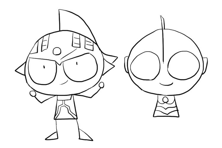 步骤7：接着画初代奥特曼的身体。