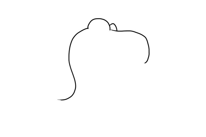 步骤2：接着画出霸王龙的头部轮廓。