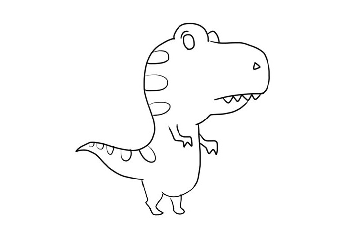 步骤6：画出霸王龙的眼睛和身体的花纹。