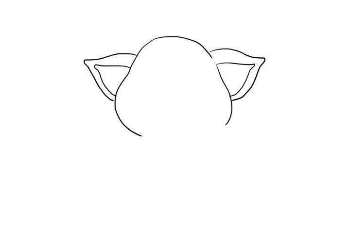 步骤2：接着画两只大大的耳朵。