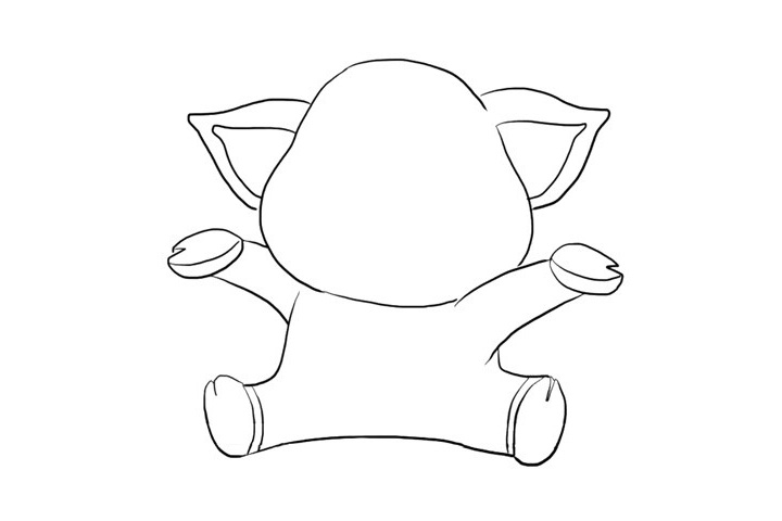 步骤4：画小猪的双脚。