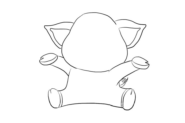 步骤5：画小猪的小尾巴。