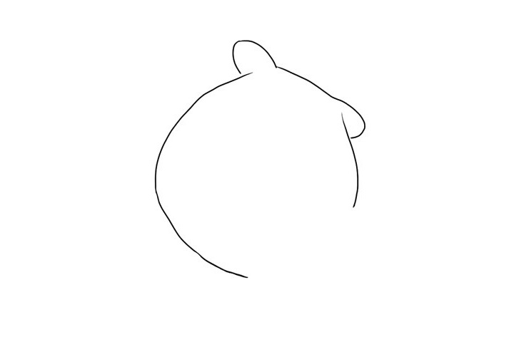步骤2：接着画熊二的大脑袋轮廓。