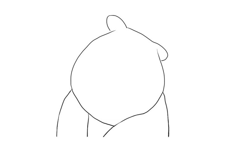 步骤3：画熊二部分身体轮廓。