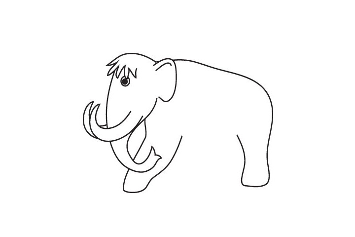 步骤4：这一步我们要用弧线勾画出他身体和前后腿的轮廓。