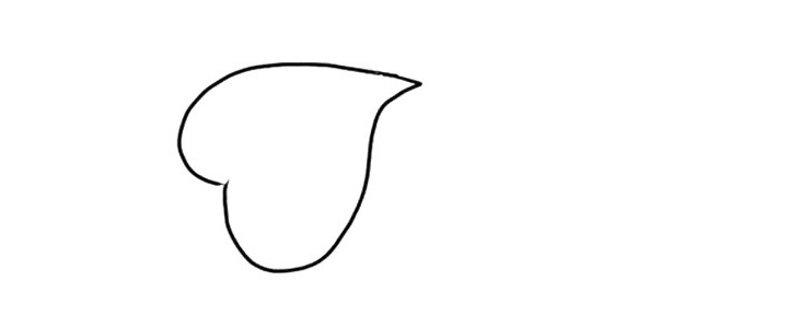 步骤1：先画一个心形，是四叶草的第一片叶子。