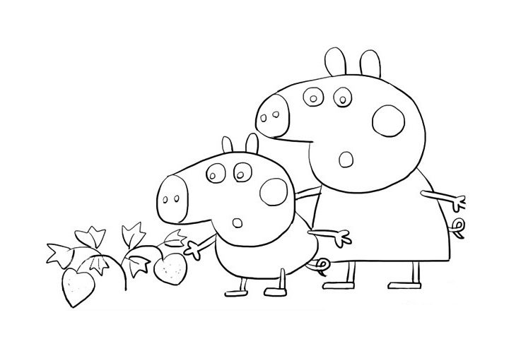 步骤8：画上他们种在地上的草莓。