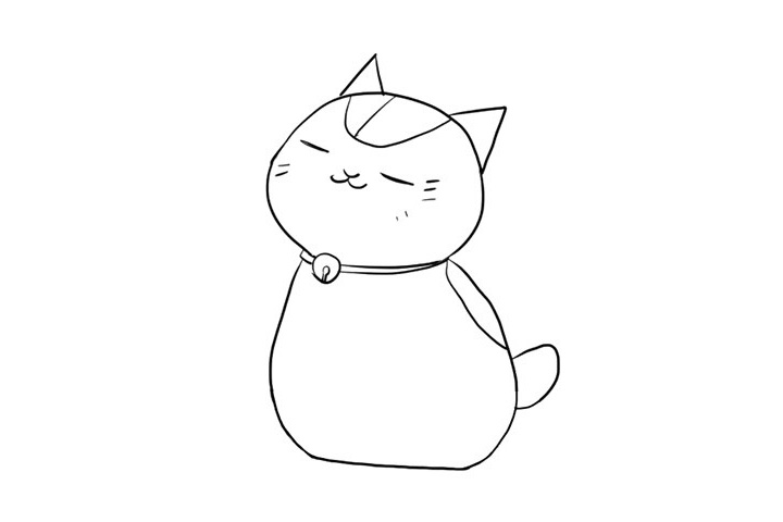 步骤4：然后画小猫胖胖的身体。