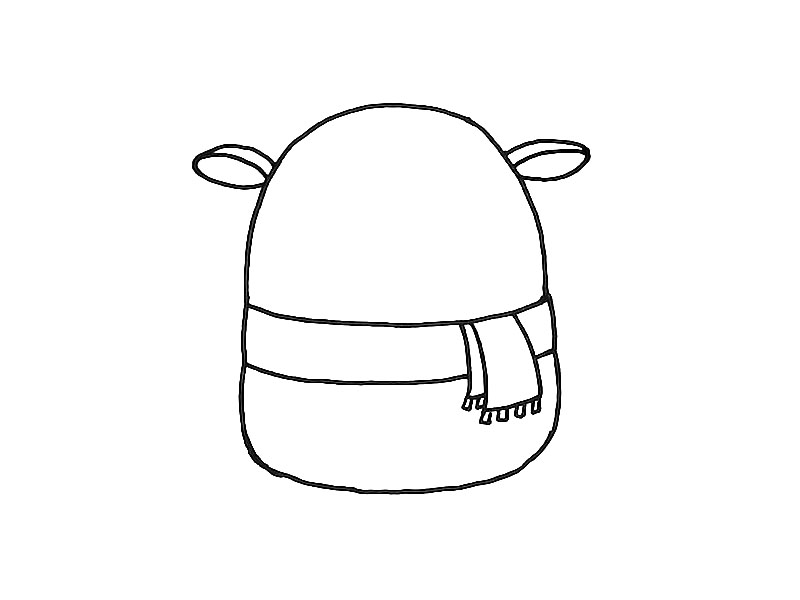 步骤6：头顶上给他画上两只可爱的耳朵。