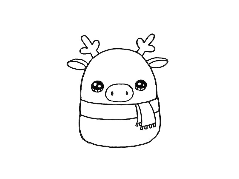 步骤8：给它画上大大的眼睛和鼻子。