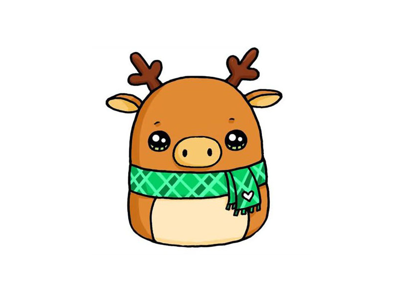 可爱的驯鹿简笔画画法步骤