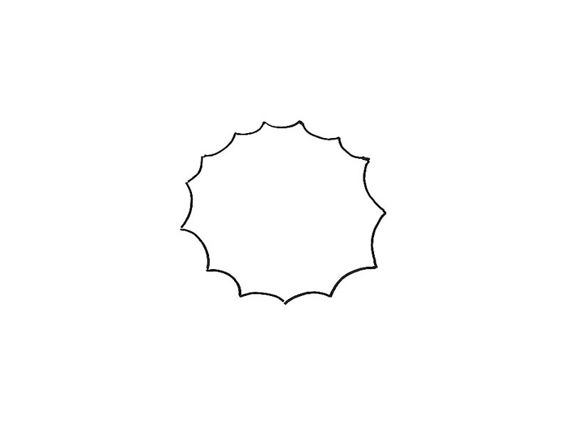 步骤1：画一圈向内的波浪线。