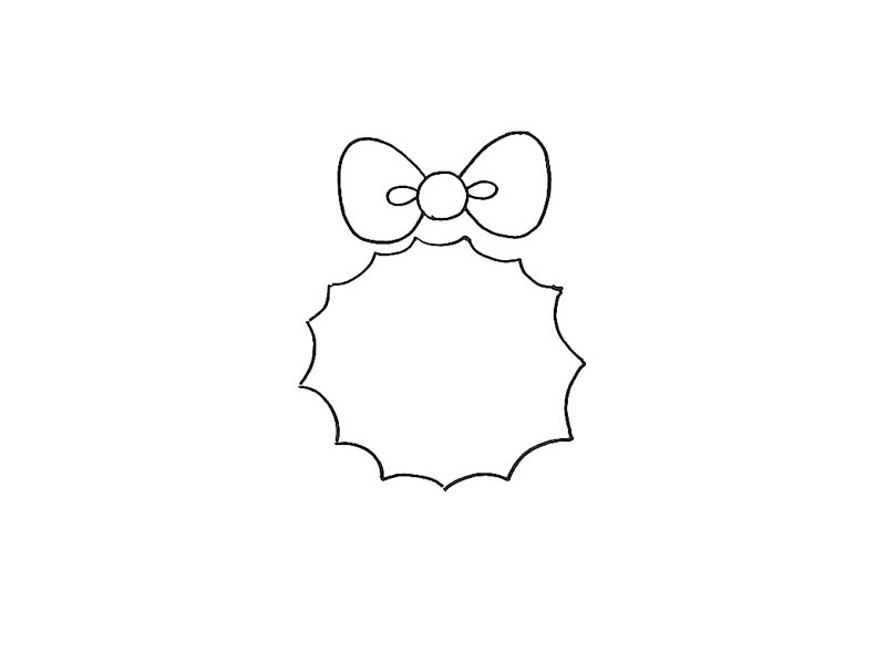 步骤2：接着在顶部画出一个蝴蝶结。