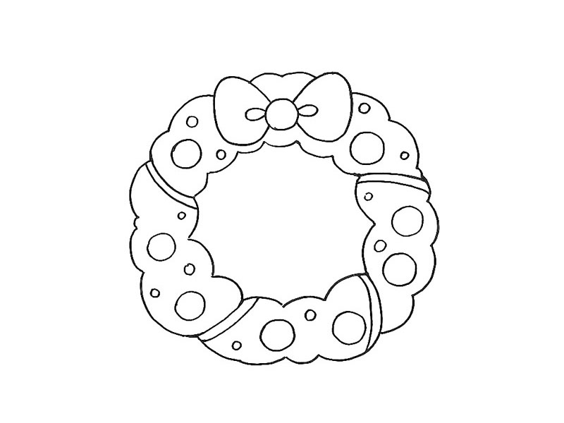 步骤5：在花环上画一些圆圈做装饰。