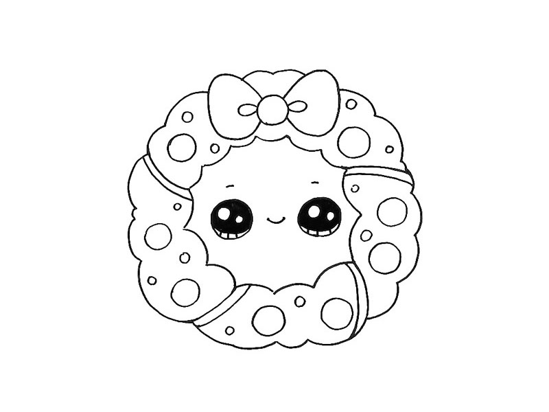 步骤6：给花环画上可爱的表情。