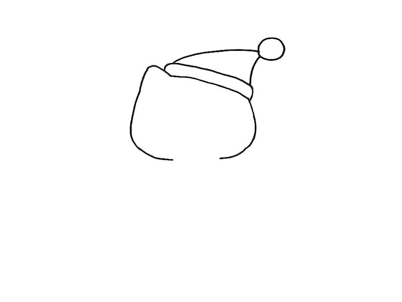 步骤3：然后把圣诞帽画完。