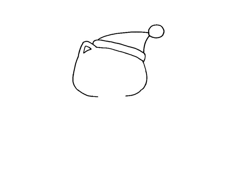 步骤4：在左边耳朵画一个三角形。